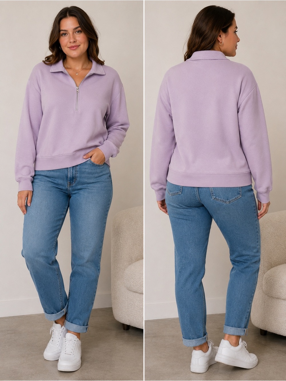 Wild Fable Women’s XL Lavender Quarter Zip Pullover Sweatshirt